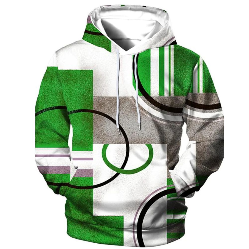 3D Graphic Printed Geometric Pattern Hoodies