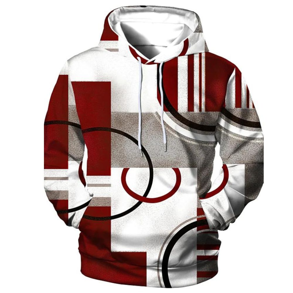 3D Graphic Printed Geometric Pattern Hoodies