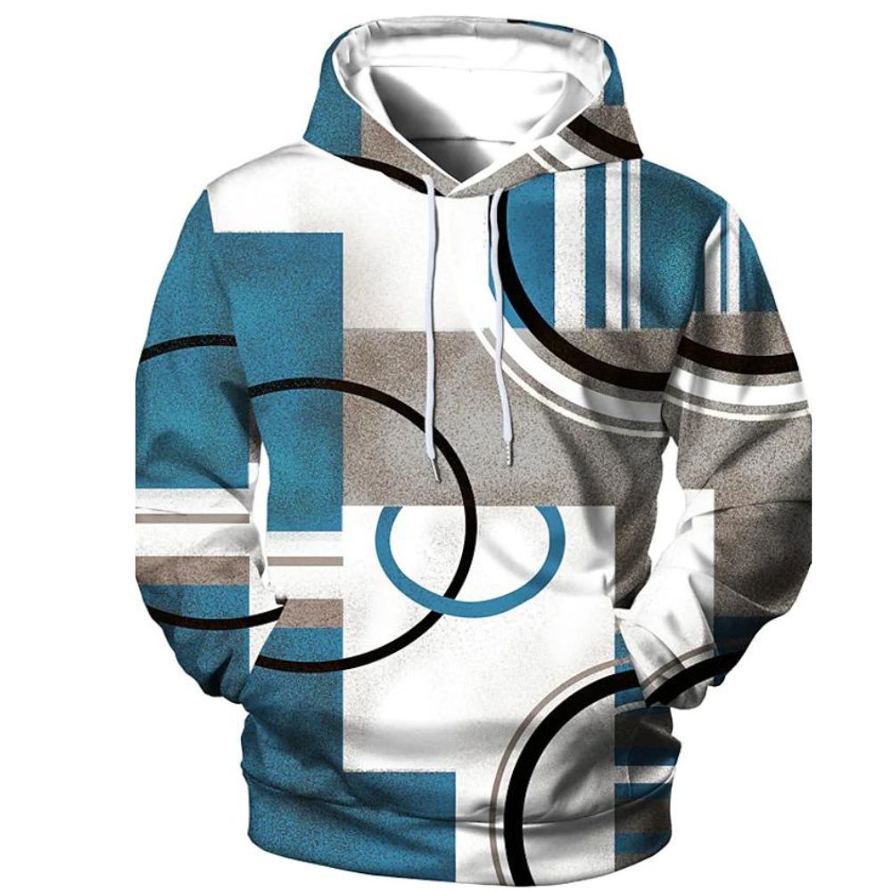 3D Graphic Printed Geometric Pattern Hoodies