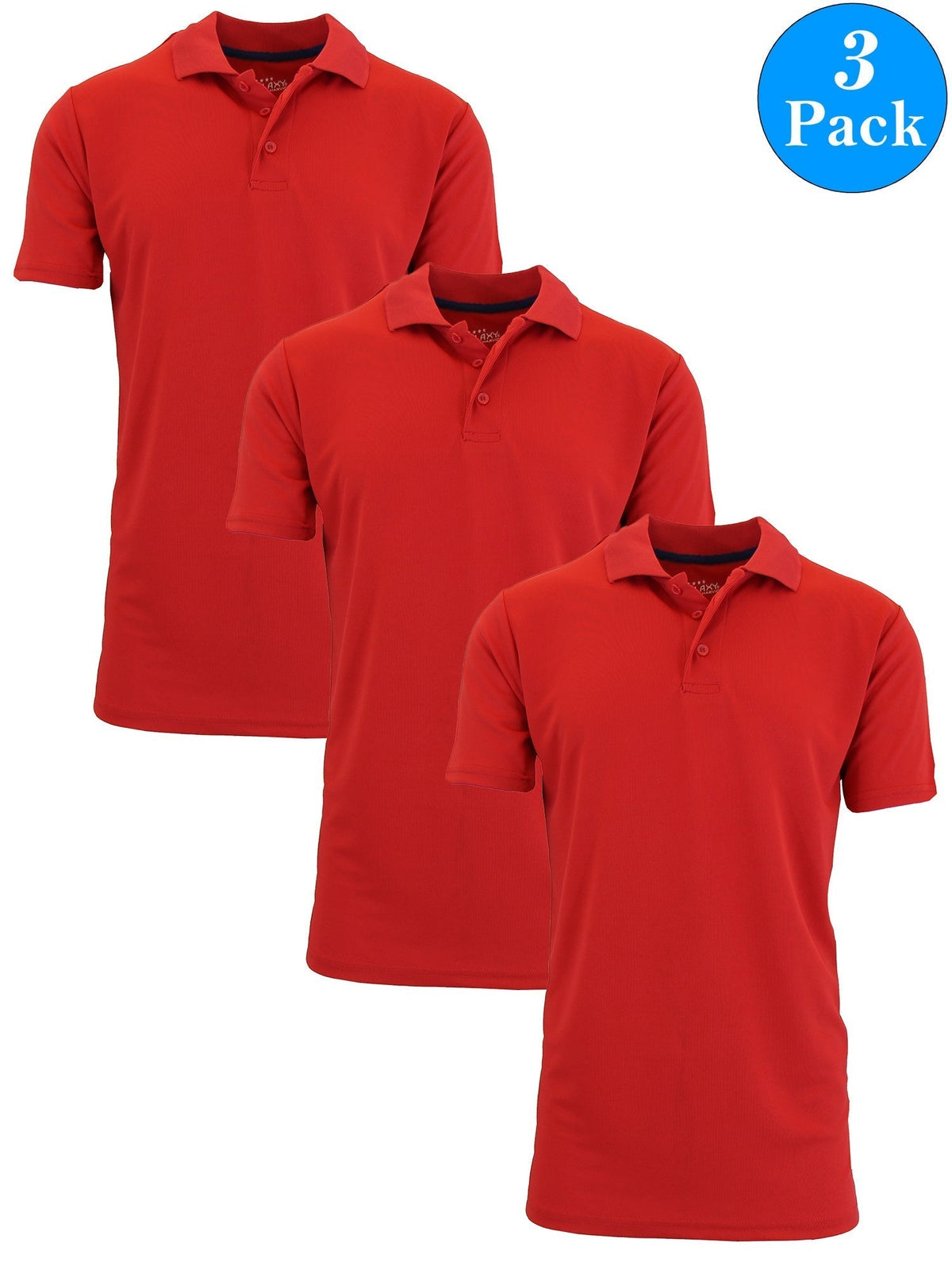 3-Pack Men's Short Sleeve Polo Shirts – Moisture-Wicking, Stretch Knit, Tagless, Regular Fit for All-Day Comfort