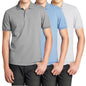 3-Pack Men's Short Sleeve Pique Polo Shirt with Ribbed Collar and Breathable Cotton-Blend Fabric (S-3XL)
