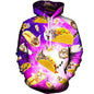 3D Graphic Printed Cotton Pink Cat Hoodies
