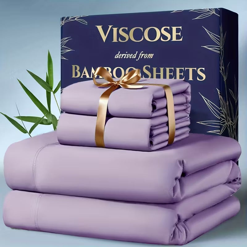 4pcs bamboo cooling bedding extra deep pocket breathable