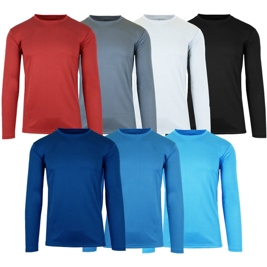 3-Pack Men's Long Sleeve Moisture-Wicking Crew Neck Tees – Quick Dry, Odor Resistant, Wrinkle-Free Active Shirts